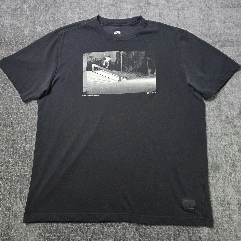 Nike SB Sean Malto T Shirt Mens XL Black Graphic Dri Fit Handrail Skateboarding
